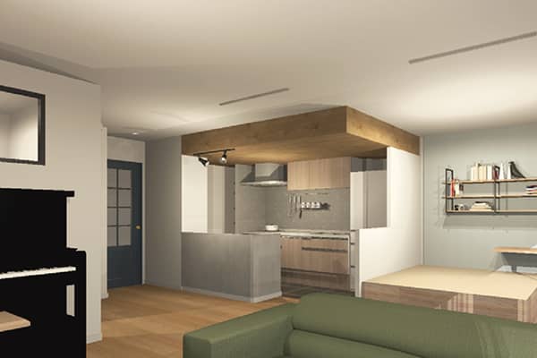 リビングの3DCADイメージ